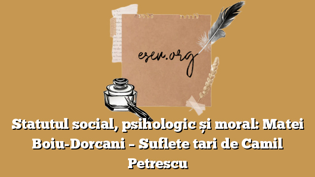 Statutul social, psihologic și moral: Matei Boiu-Dorcani – Suflete tari de Camil Petrescu