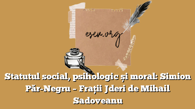 Statutul social, psihologic și moral: Simion Păr-Negru – Frații Jderi de Mihail Sadoveanu