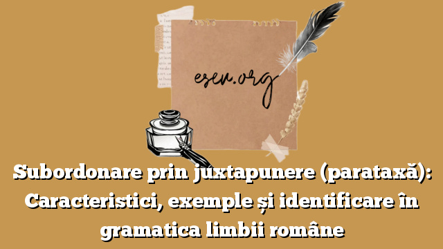 Subordonare prin juxtapunere (parataxă): Caracteristici, exemple și identificare în gramatica limbii române